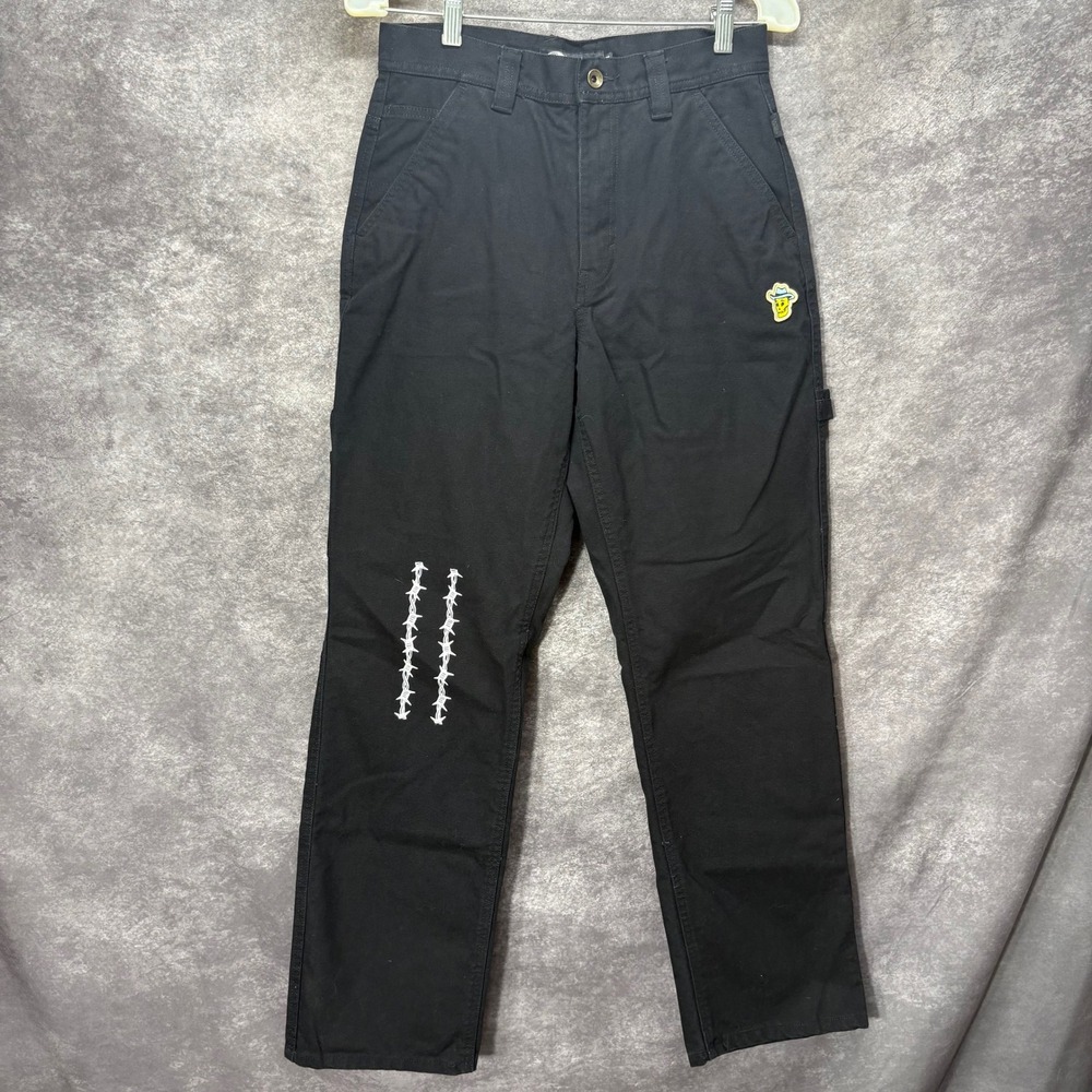 Vans x Elijah Berle Loose Fit Carpenter Pants Mens 28 Black Barbed Wire Flame